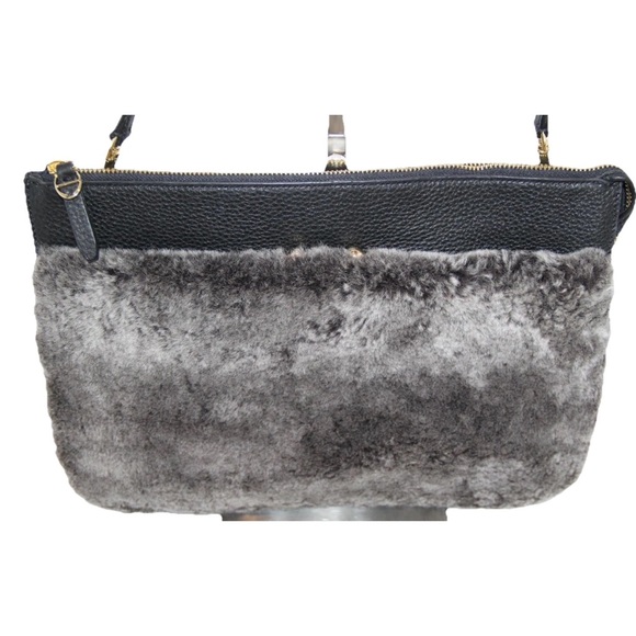 Etienne Aigner Black Leather & Shearling Handbag - Picture 1 of 10